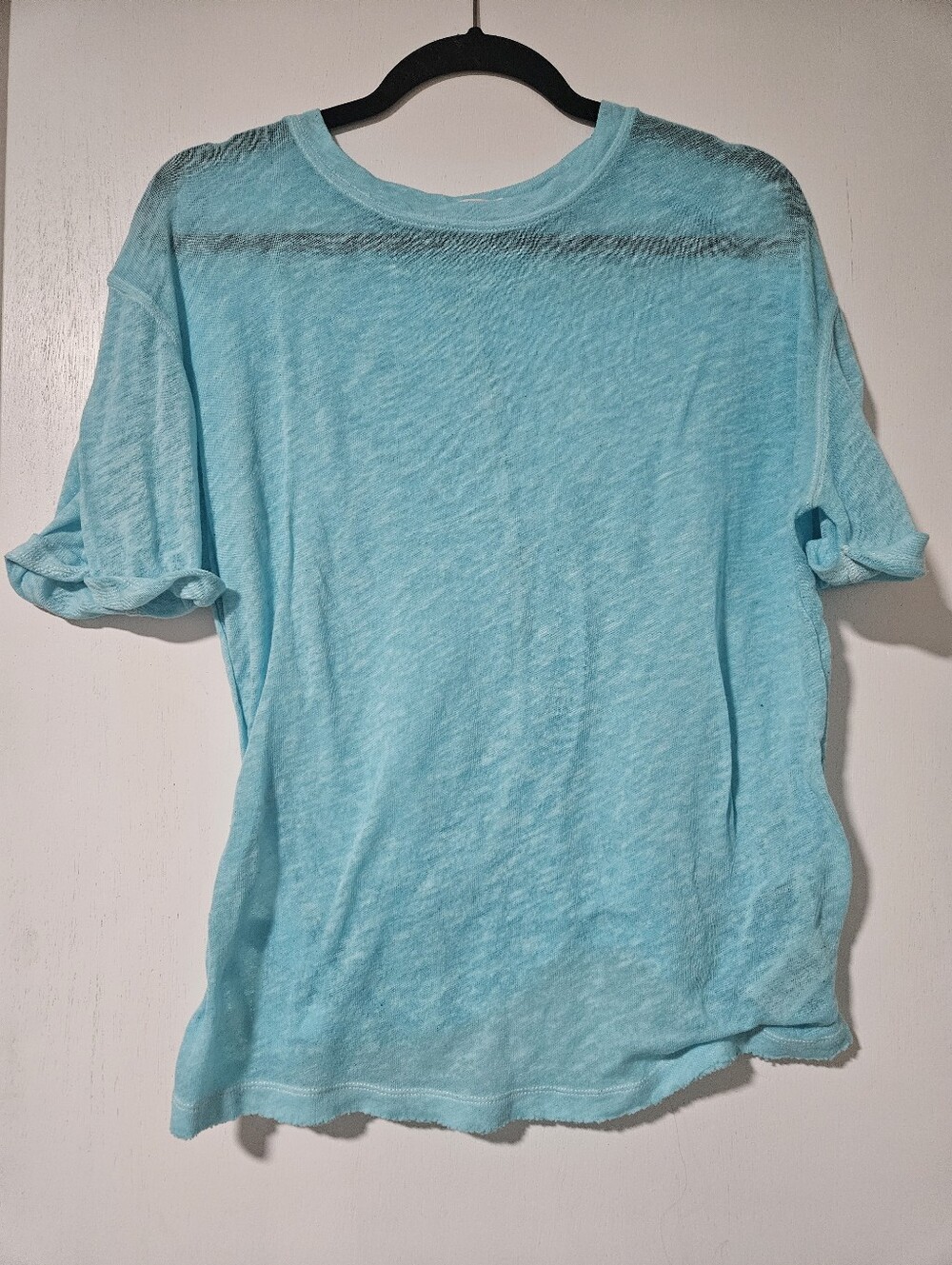 We The Free Free People Blue Turquoise Thermal Slouchy Short Sleeve Top S